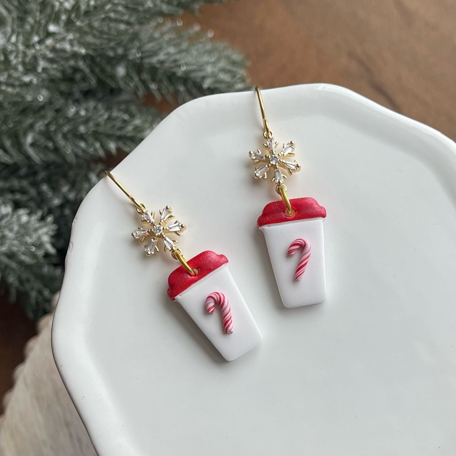 Candy Cane Coffee Earrings