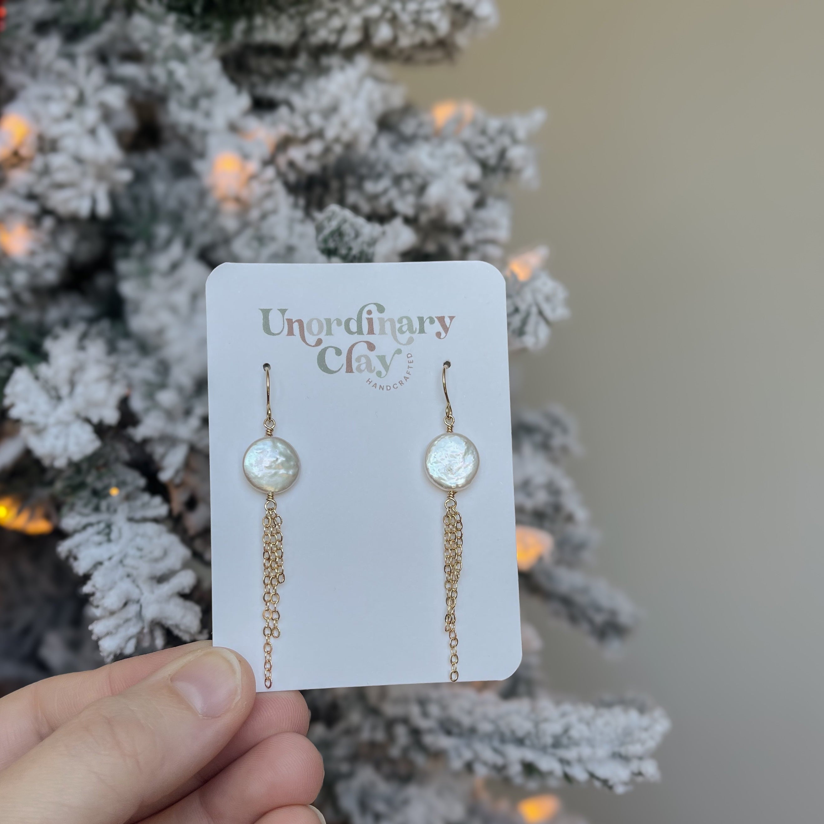 Coin Pearl Chain Earrings