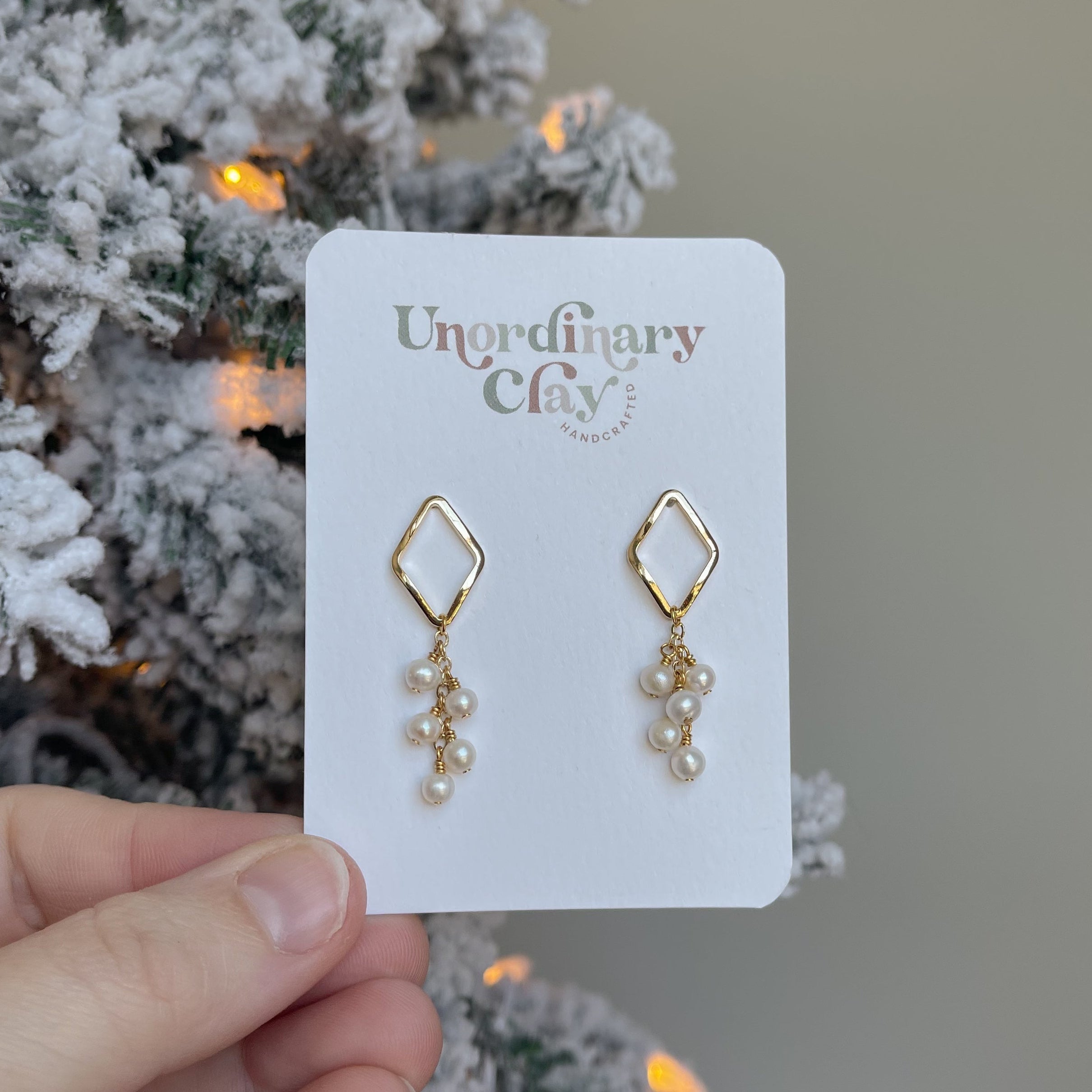 Pearl Diamond Cluster Earrings