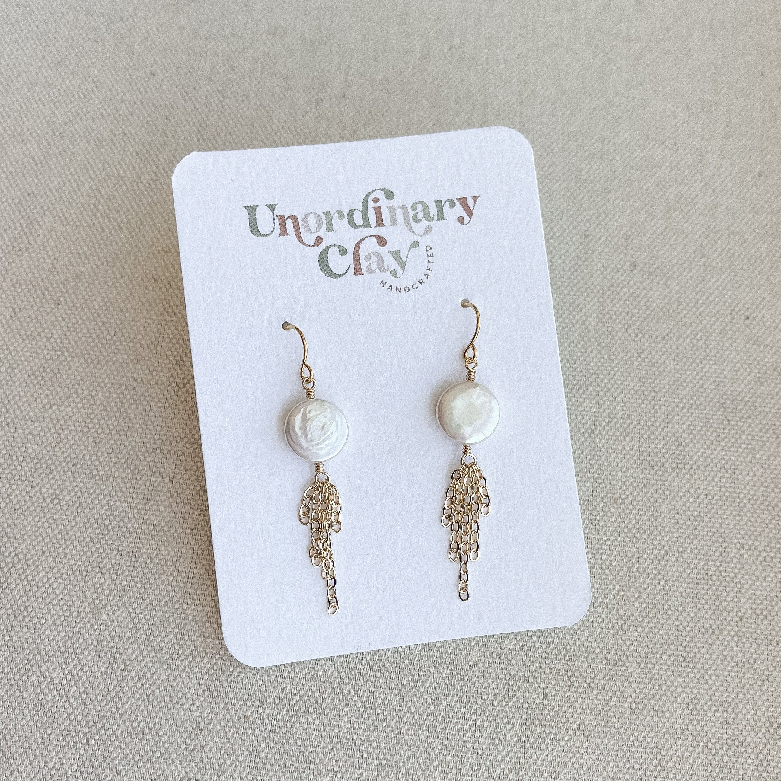 Coin Pearl Chain Earrings