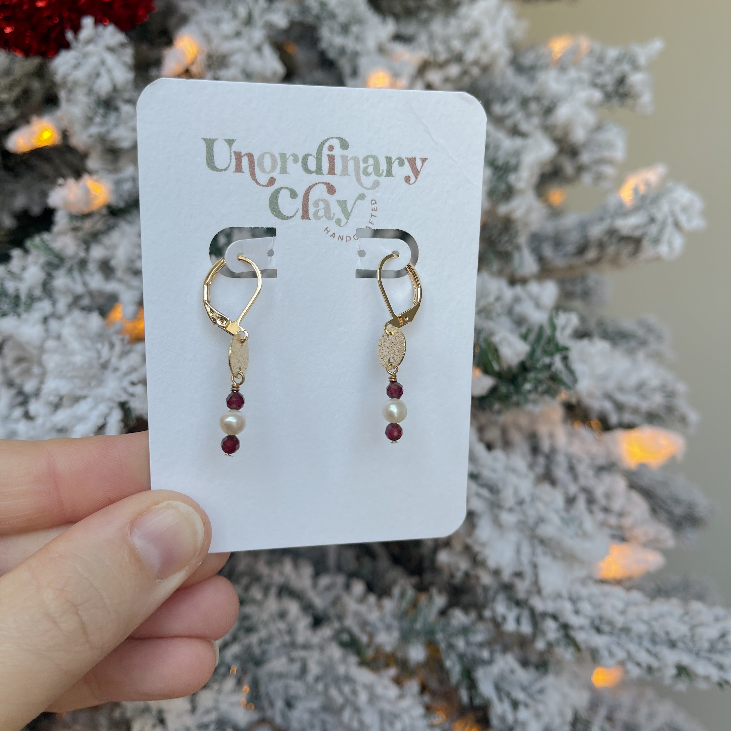 Pearl + Garnet Gold Earrings