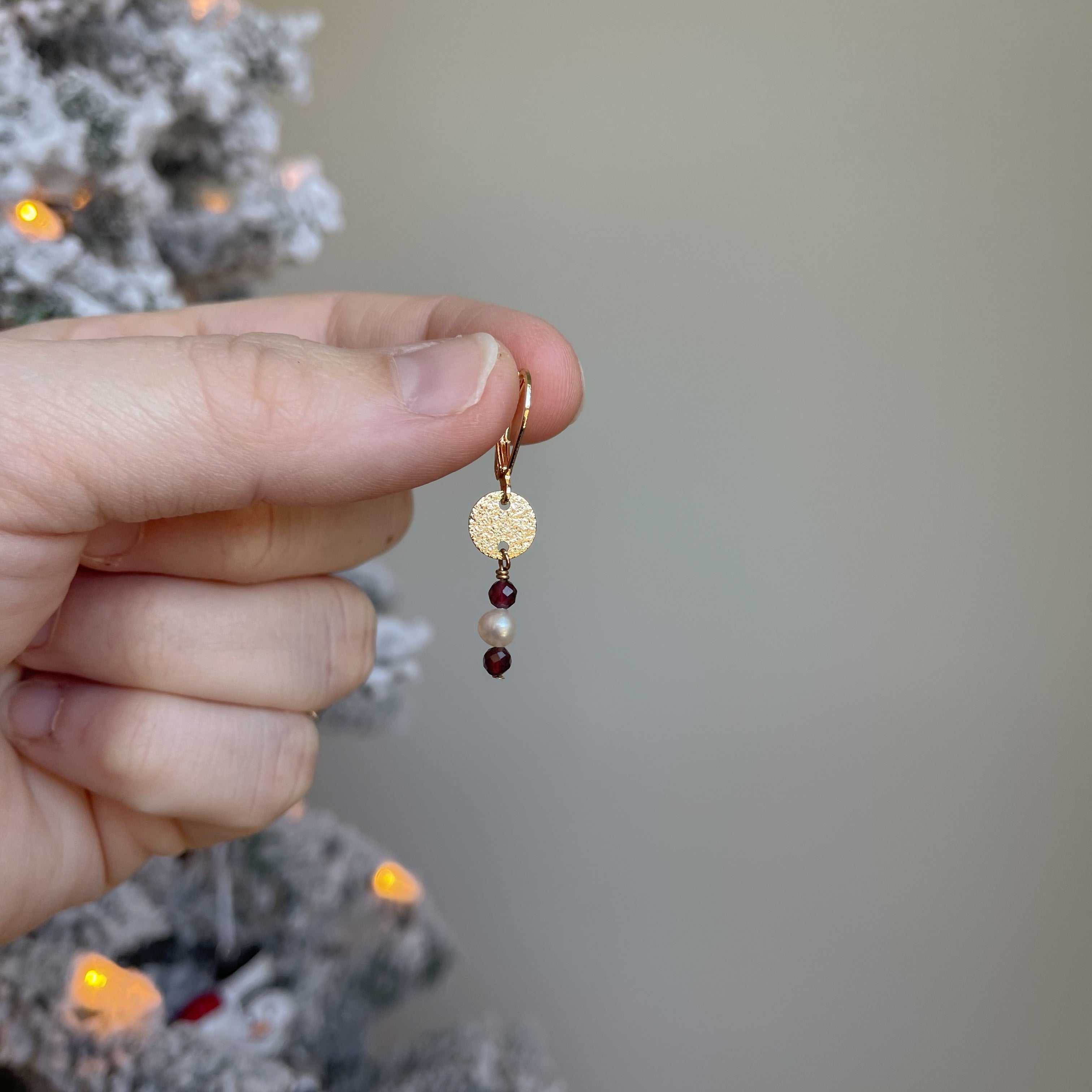 Pearl + Garnet Gold Earrings