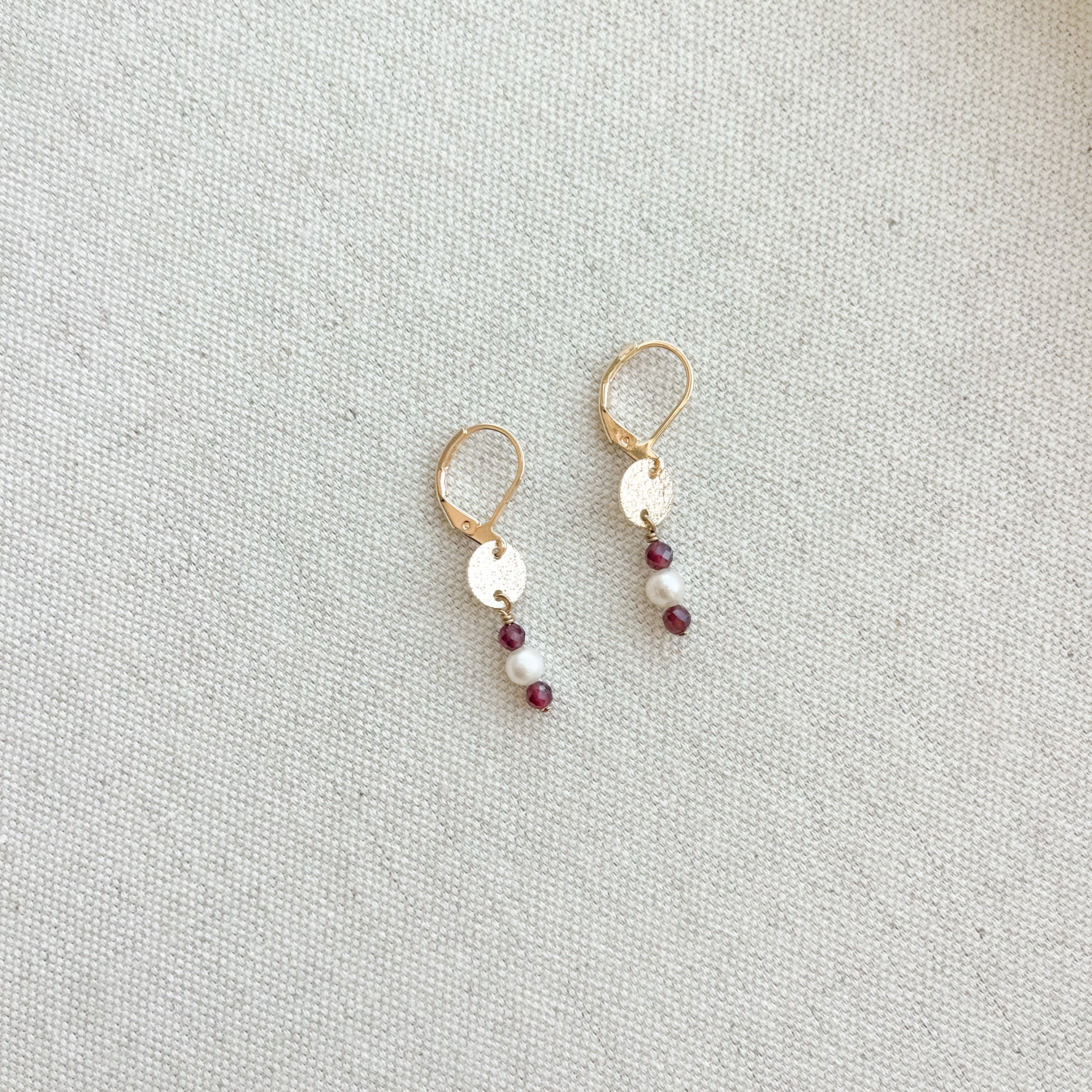 Pearl + Garnet Gold Earrings