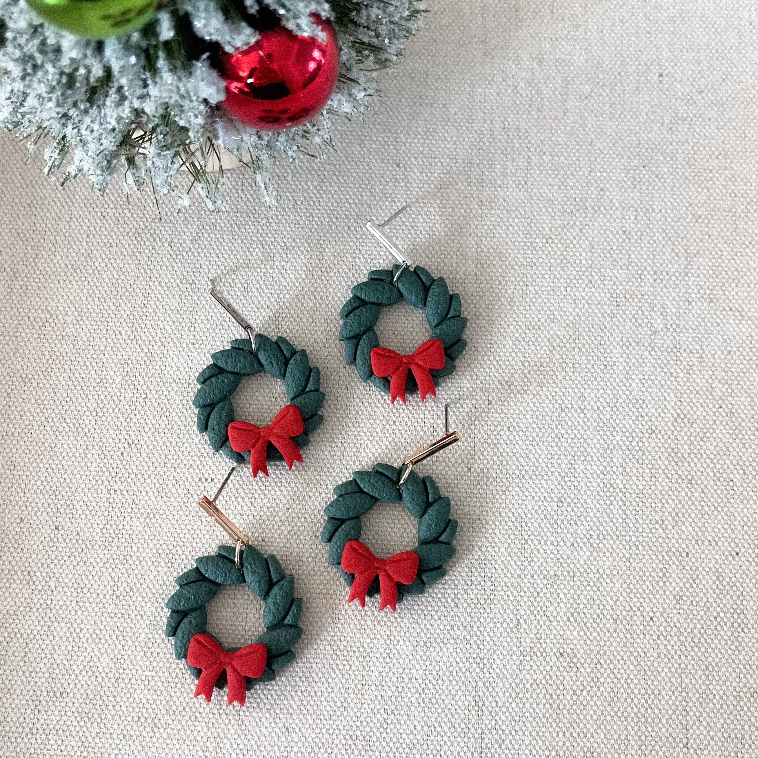 Classic Holiday Wreath Earrings