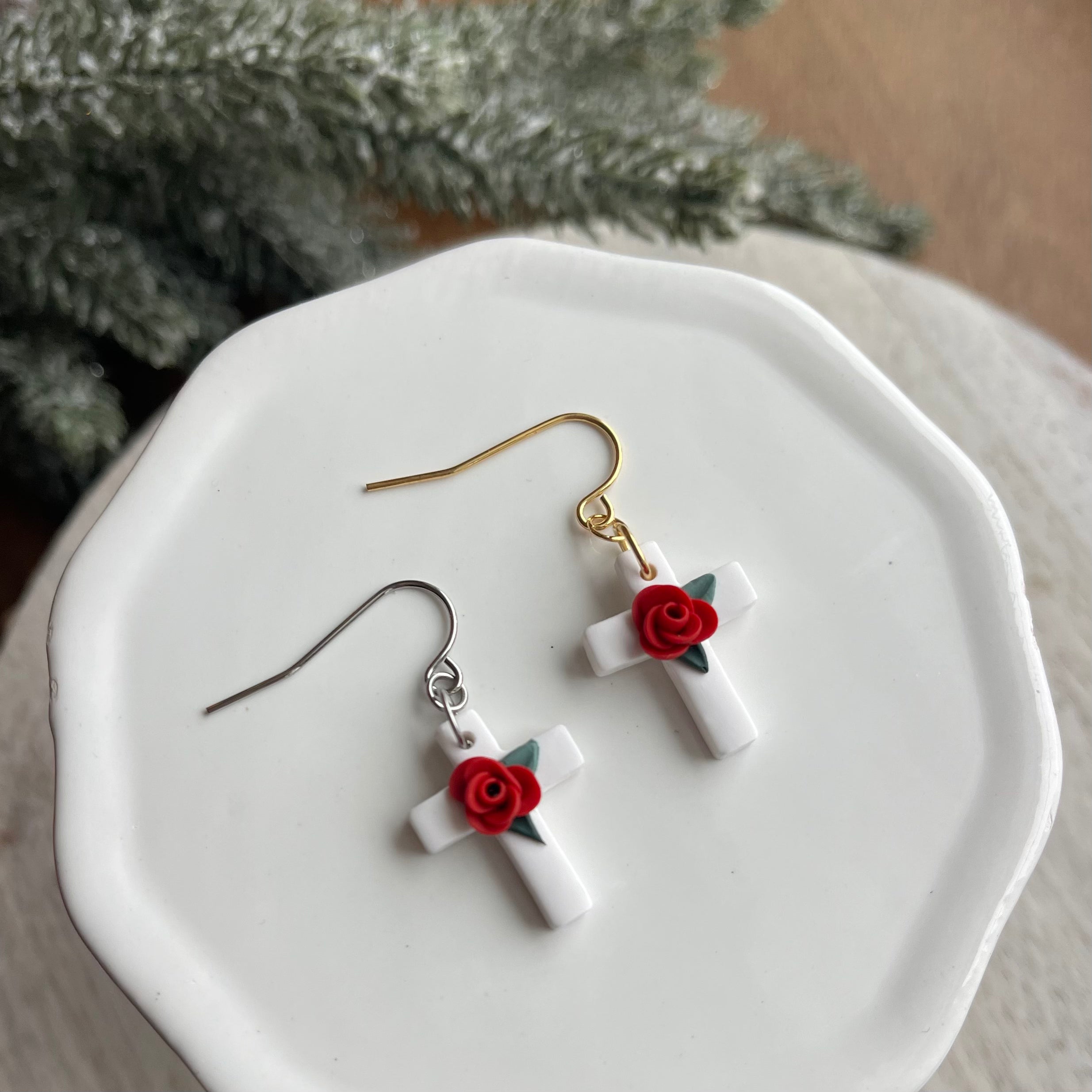 Christmas Cross Earrings