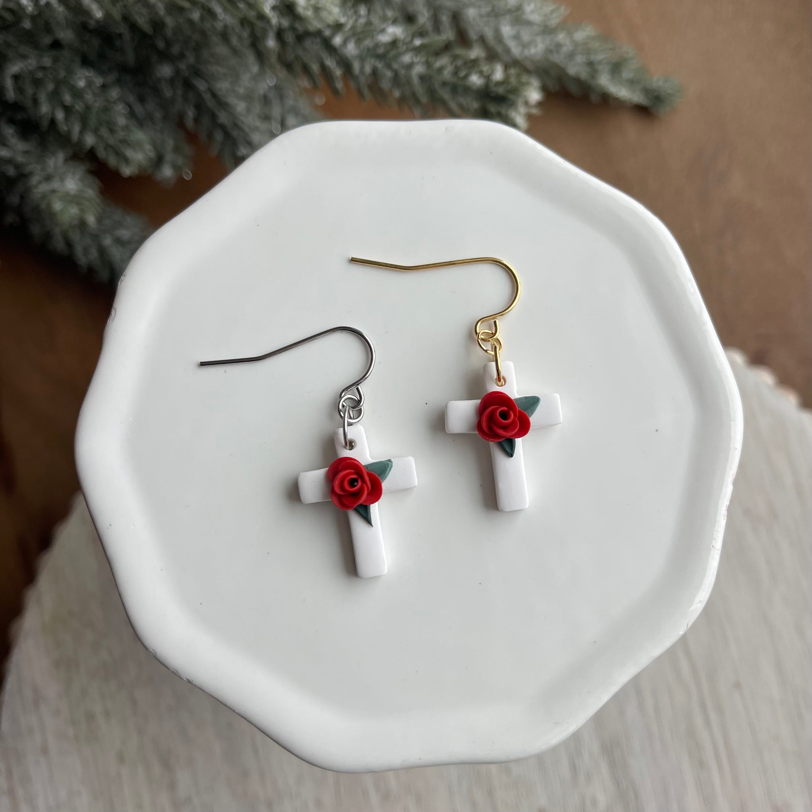 Christmas Cross Earrings