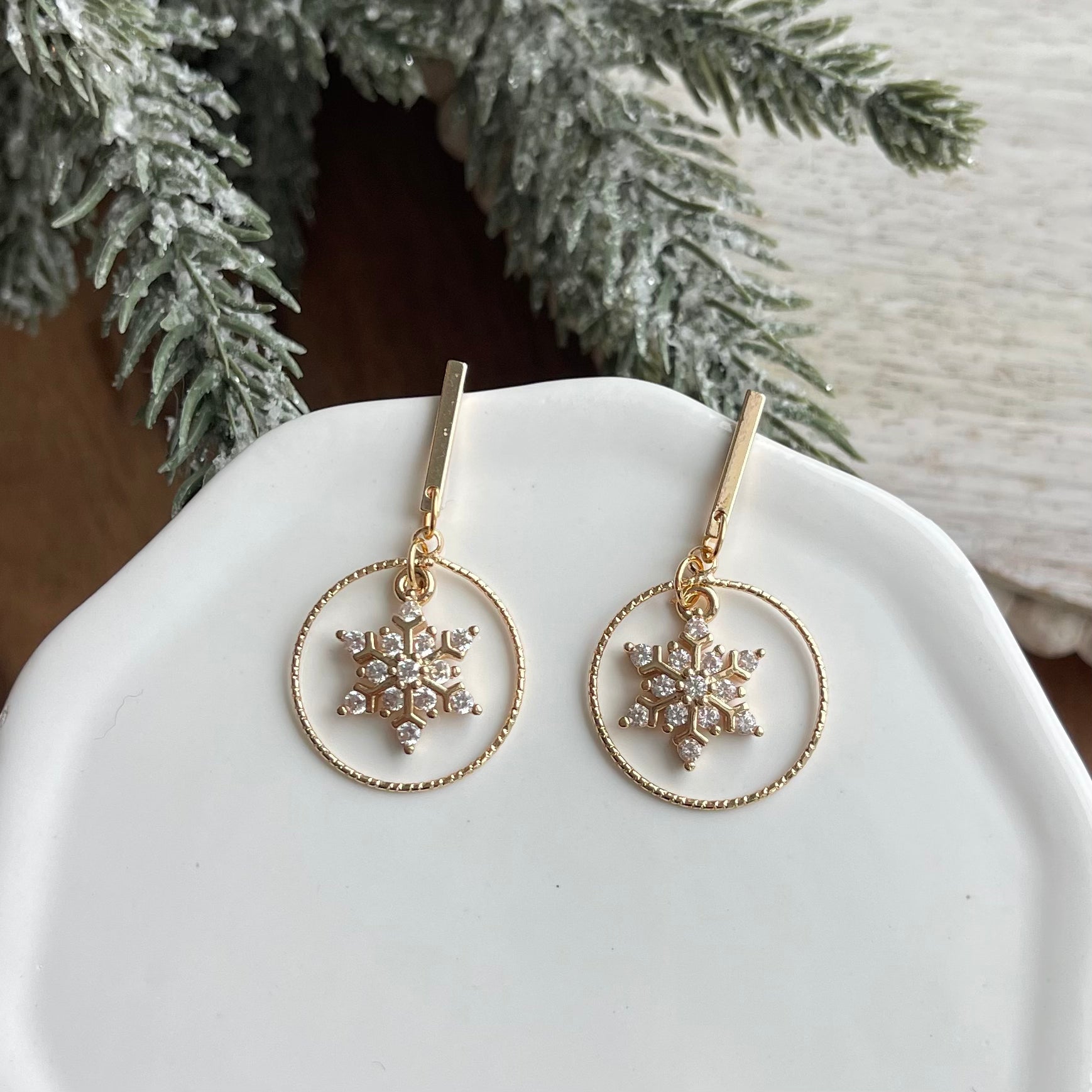 Gold Snowflake Earrings