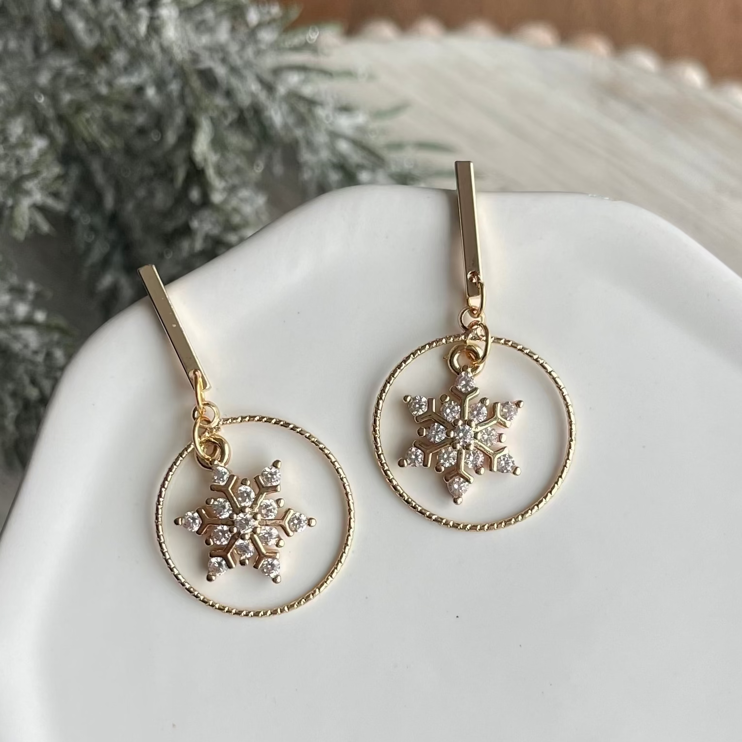 Gold Snowflake Earrings