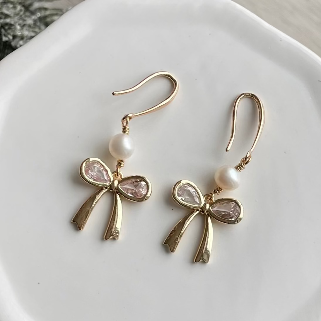 Pearl Bow Earrings