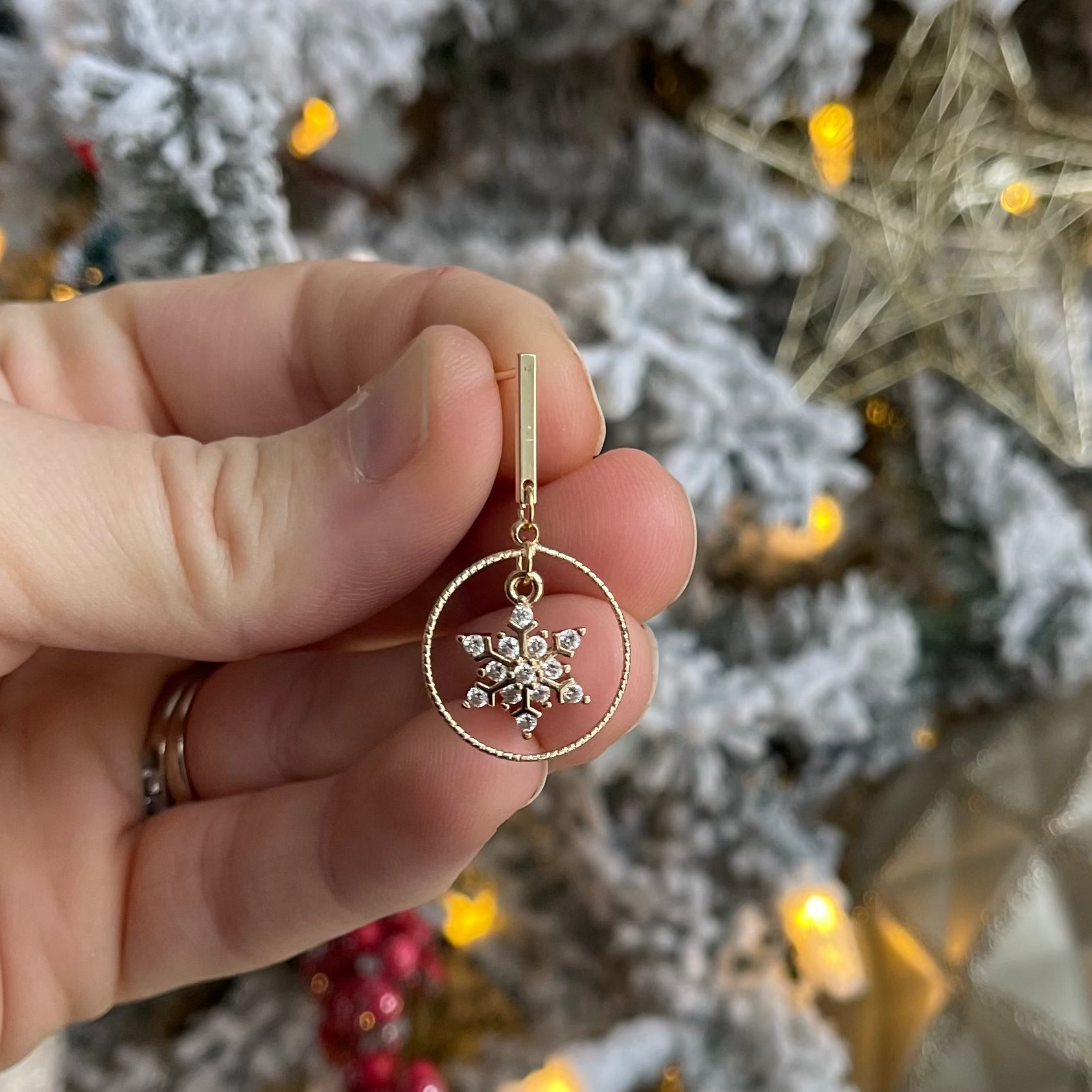 Gold Snowflake Earrings