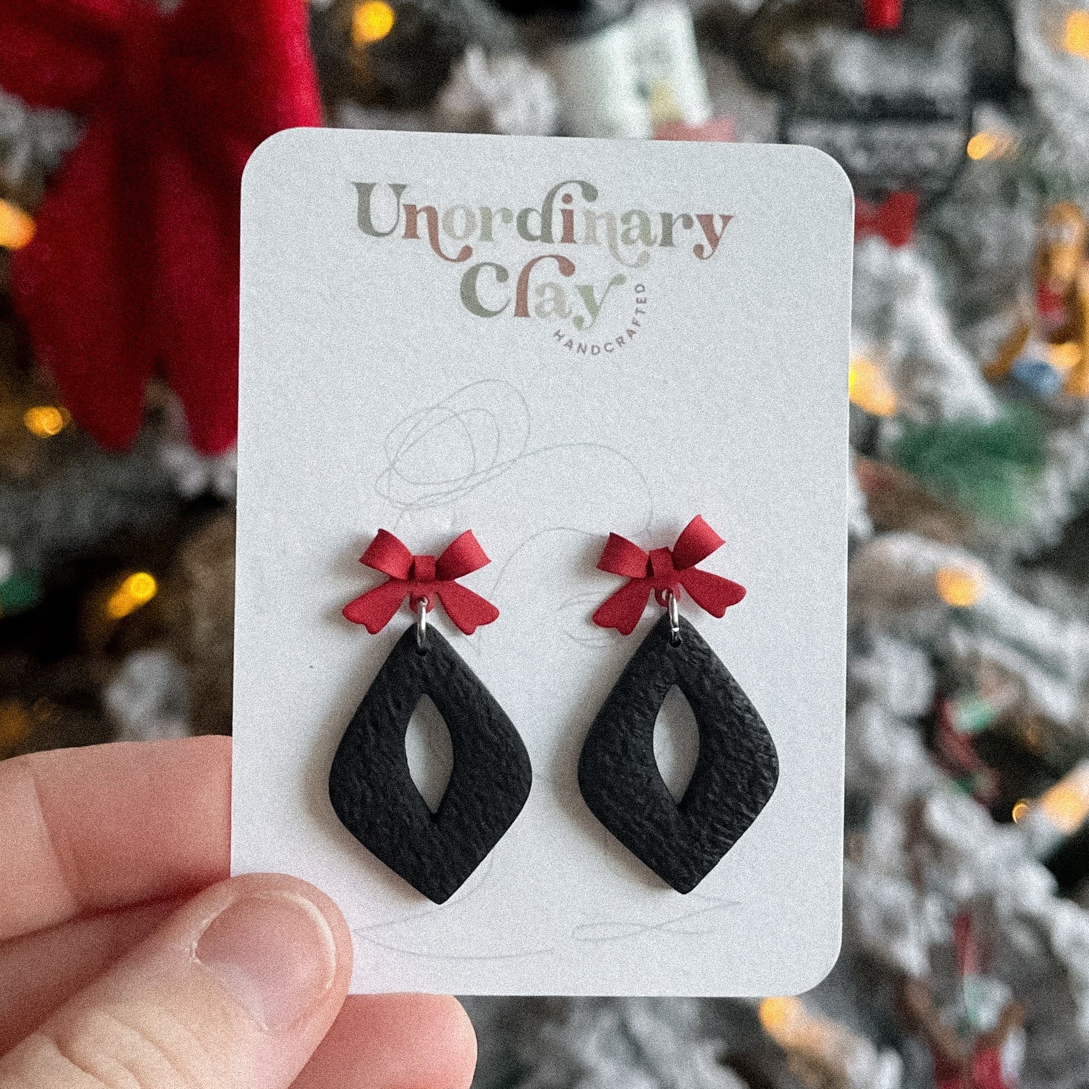 Red Bow + Black Earrings
