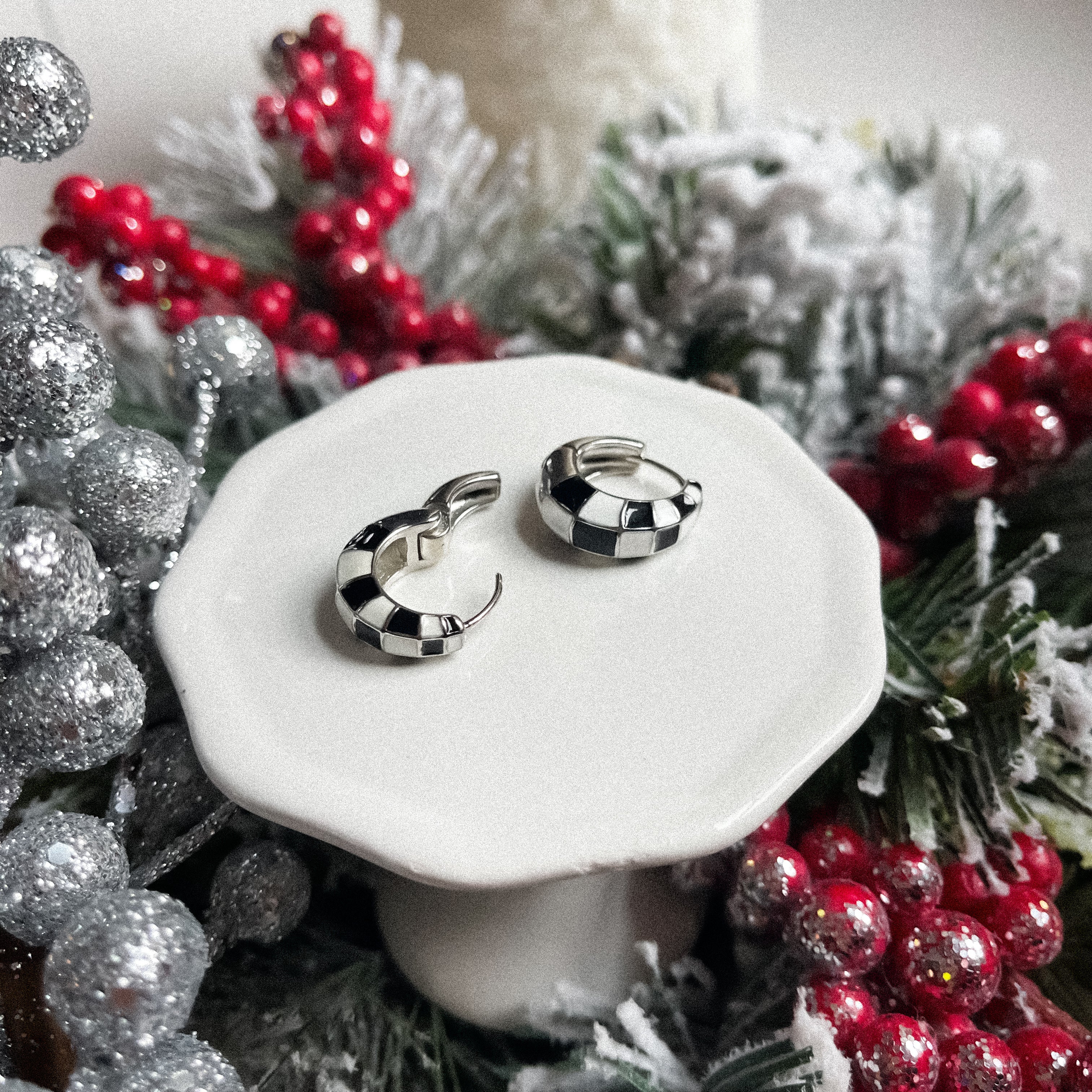 Checkered Hoop Earrings