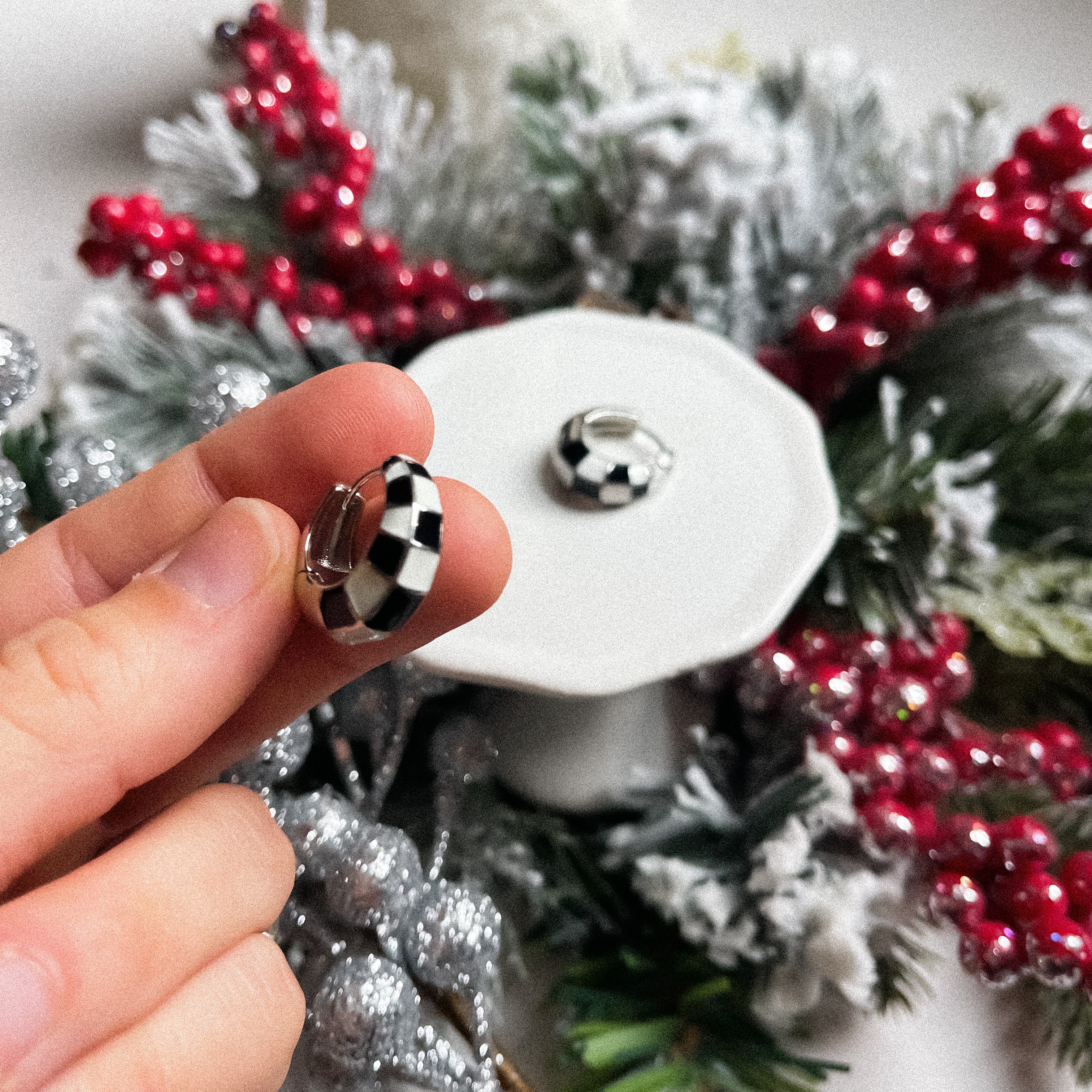 Checkered Hoop Earrings