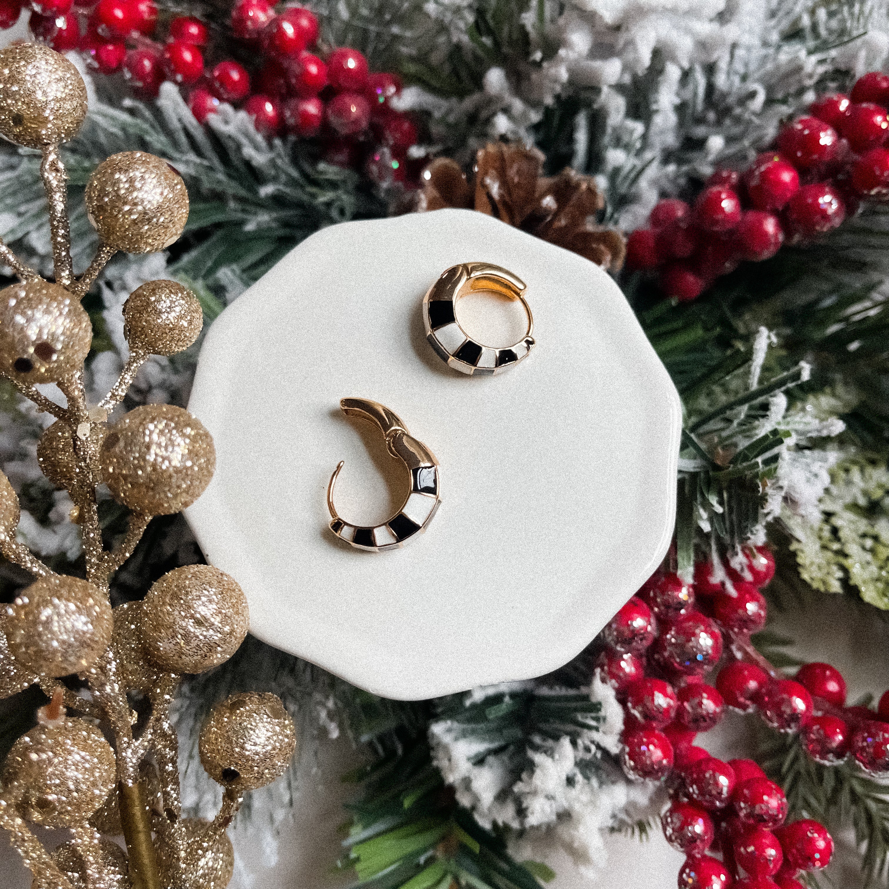 Checkered Hoop Earrings