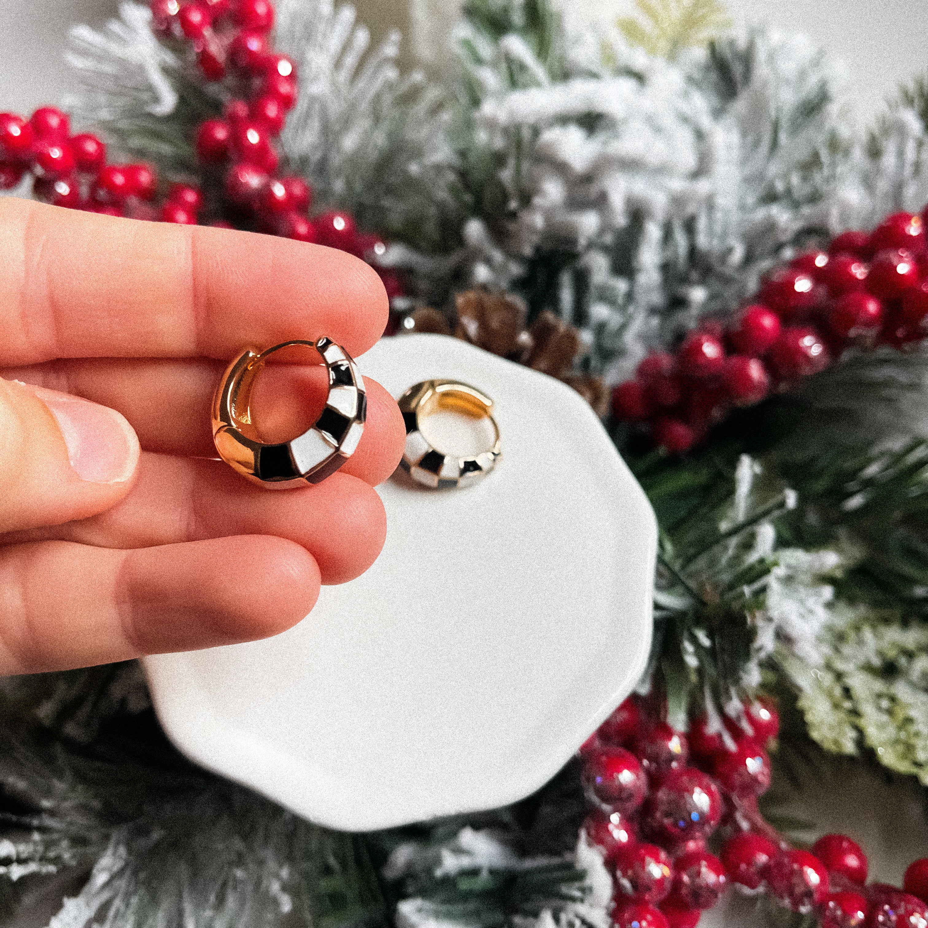 Checkered Hoop Earrings